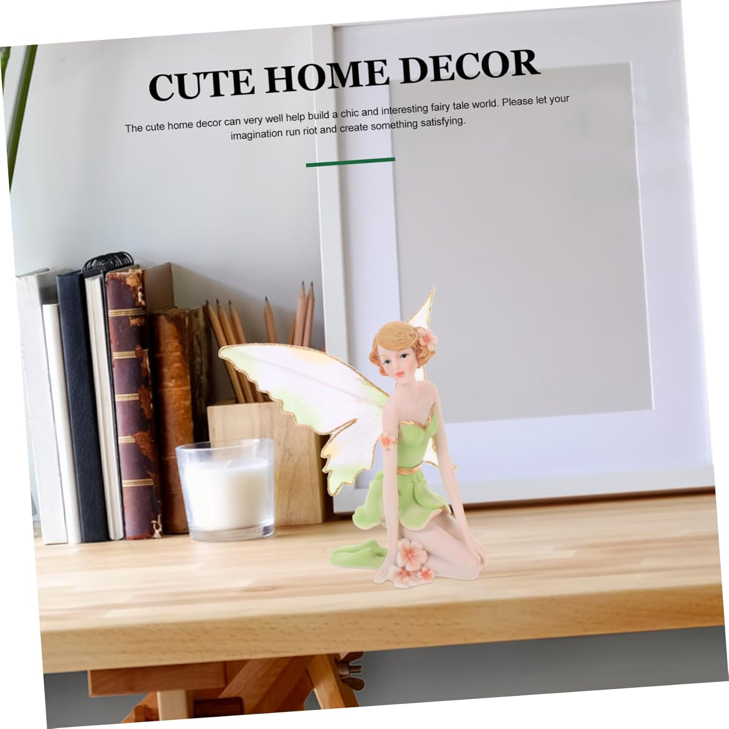 STOBAZA Resin Fairy Statue Adorable Fairy Ornament Cute Home Decor for Desktop