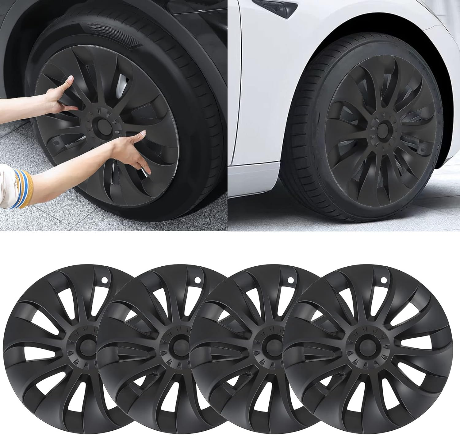 Wheel Hubcap for Model Y 2020‑2023, Hubcap Wheel Cover Replacement, 20 Inch Hubcaps Set of 4, Cool Style Stylish Design, Waterproof and Stable Usage image number 6
