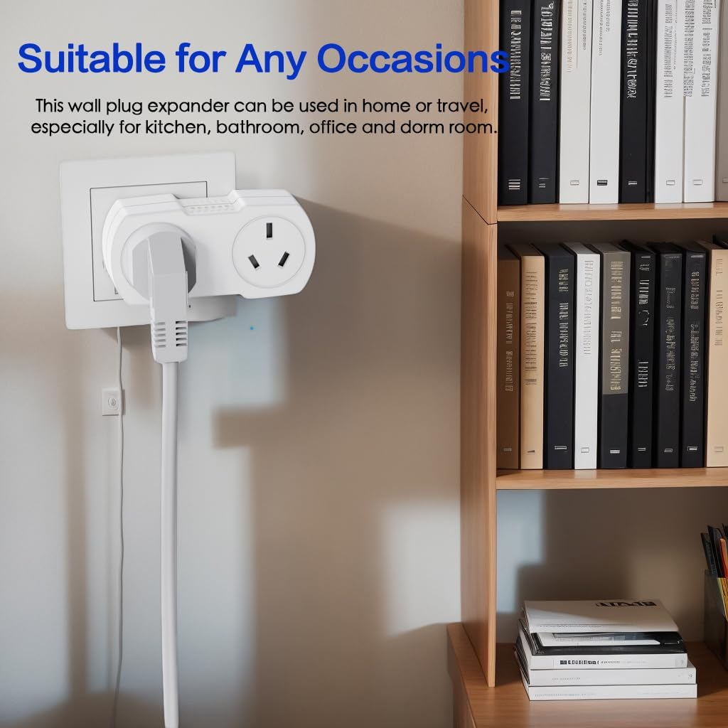 3PCS Double Power Outlet Extender, 2 Way Socket Extension, 1-To-2 Grounded Outlet Extender, Multi Plug Outlet, Cruise Ship Accessories Home Office Bedroom, White