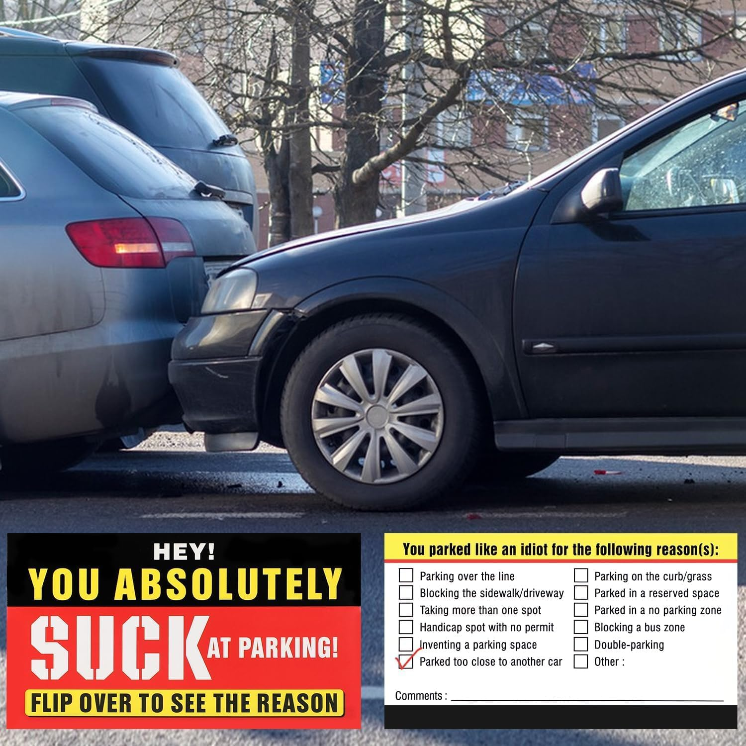 IONPSHG 100Pcs Bad Parking Business Cards Funny Parking Violation Tickets Learn to Park Cards Funny Parking Violation Tickets 3.5 X 2 Inches (11) image number 5