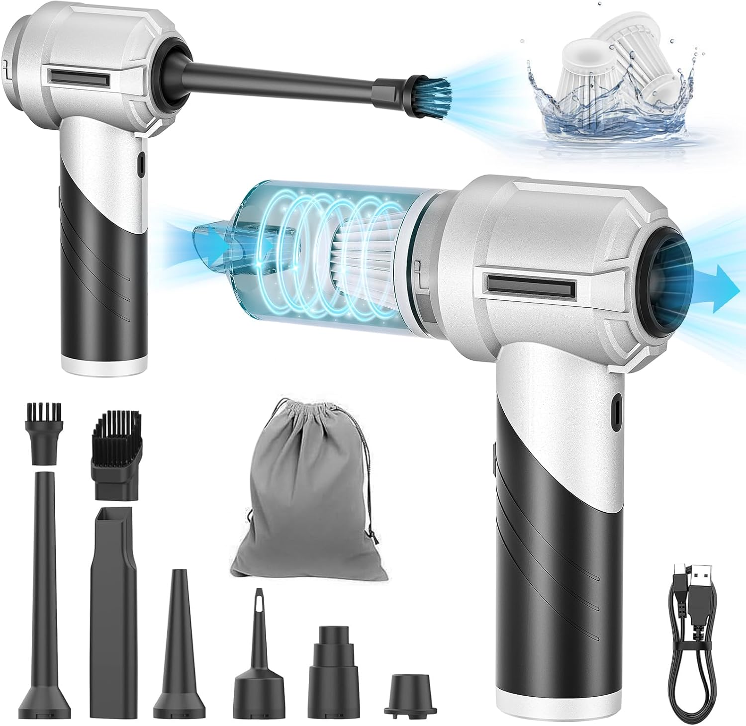 Car Vacuum Cleaner, 22000PA High Power Brushless Cordless Car Vacuum, Mini Foldable Portable Handheld Vacuum, 3 in 1 Compressed Air Duste with 30Mins Runtime for Car, Home, Office, Outdoor image number 1