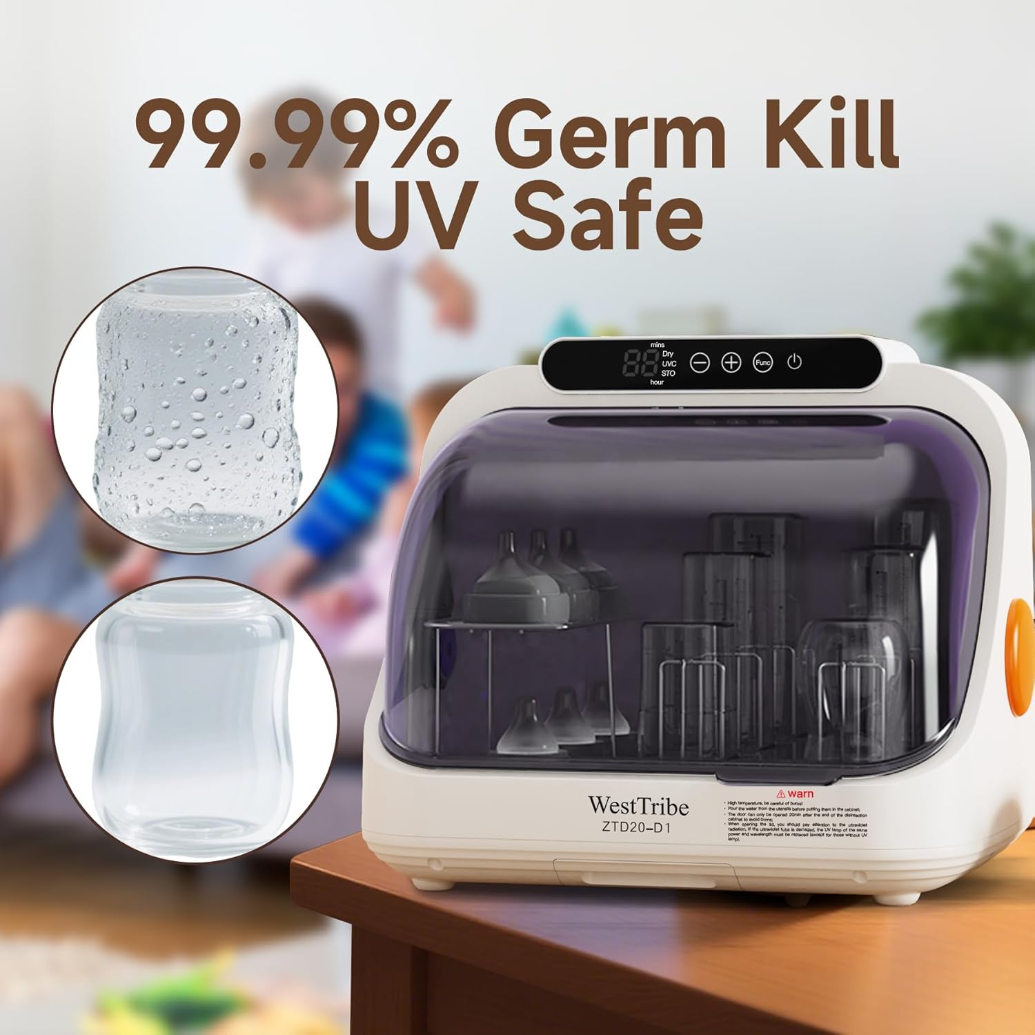 20L Baby Bottle Steriliser, UV Sterilization Baby with 3-In-1 Function, Large Capacity Baby Bottle Steriliser and Dryer,Bottle Steriliser Fast Drying & Auto Shut-Off (Upgraded Model) image number 6