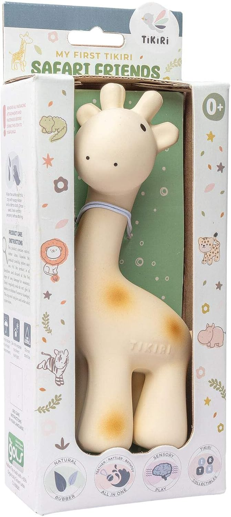 Tikiri Fully Enclosed Giraffe All Rubber Rattle Teething & Bath Toy image number 4