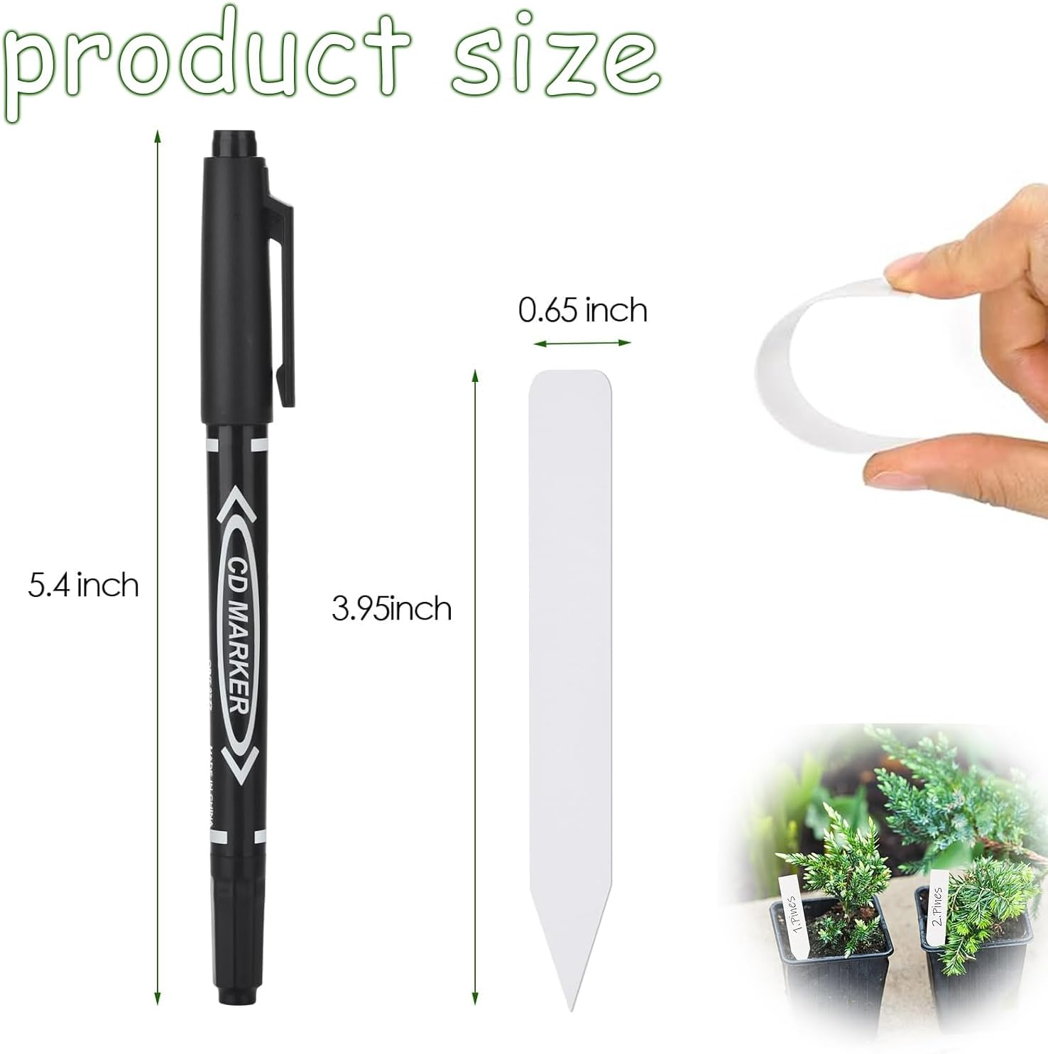 WEZCHUGHAOL 300PCS Waterproof Outdoor Garden Markers, Plastic Plant Tags for Nursery Seeds & Plants with Bonus Permanent Marking Pen &ndash; Durable Plant Labels for Gardening