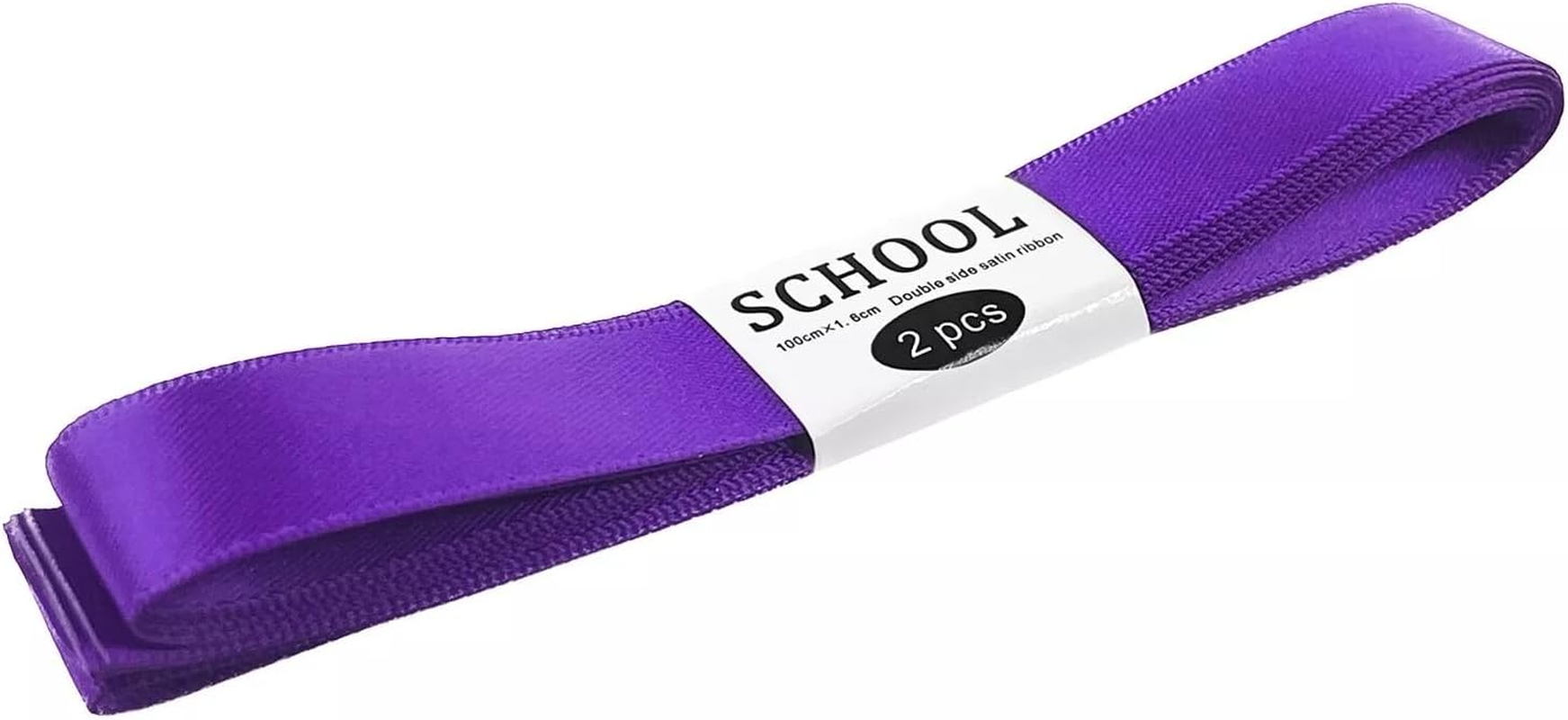 2Pcs Satin Ribbon Hair Bow Tie Double Side Kids Girls DIY Crafts School Colours (White) - Black image number 3