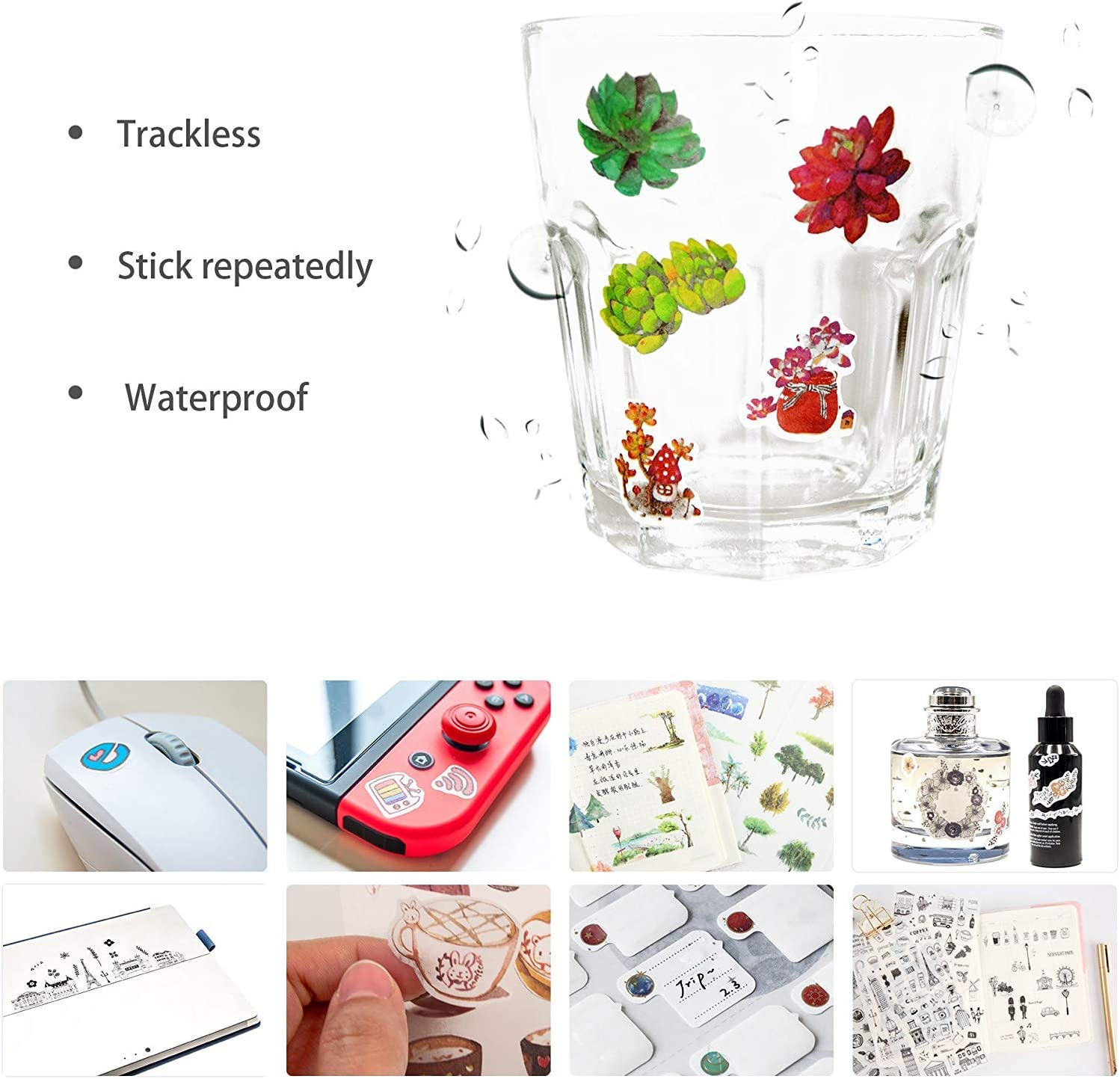 72 Sheets Scrapbooking Stickers Washi Paper Stickers Decoration Sticker Planner Stickers 12 Themes Assorted for Diary, Album, Journals, DIY Arts and Crafts (Innocence) image number 3