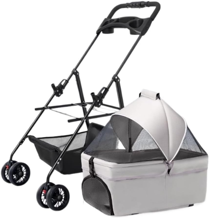 Pet Stroller Dog Stroller Cat Stroller Foldable Pet Stroller Dog Strollers Detachable Cat Stroller with Storage Basket and Cup Holder for Small Medium Dog Pram Dog Cat(Color:Blue)