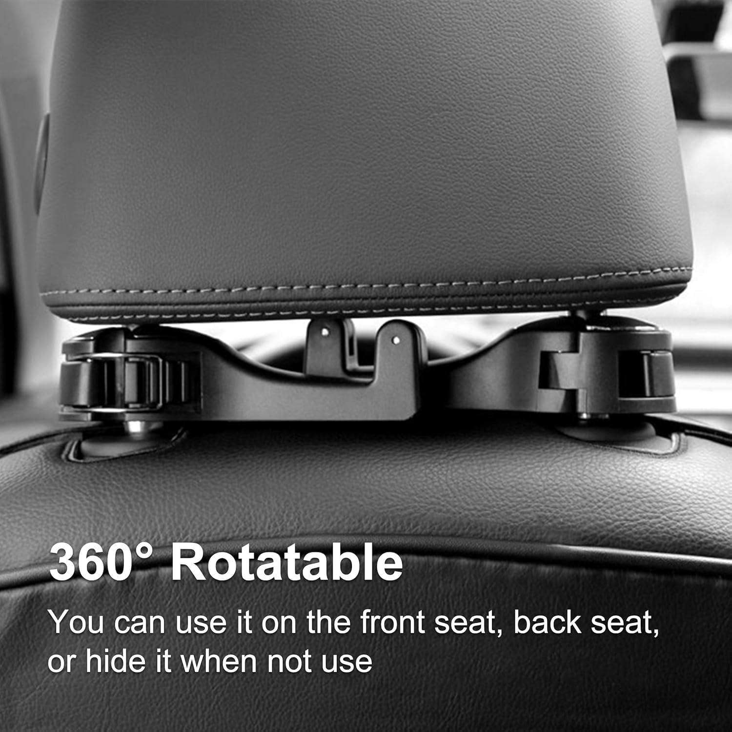 2 in 1 Car Seat Hooks for Purses and Bags with Phone Holder，Automative Headrest Purse Handbag Holder Hangers Organizers,Falling Resistance, Quietness and Universal Fit image number 4