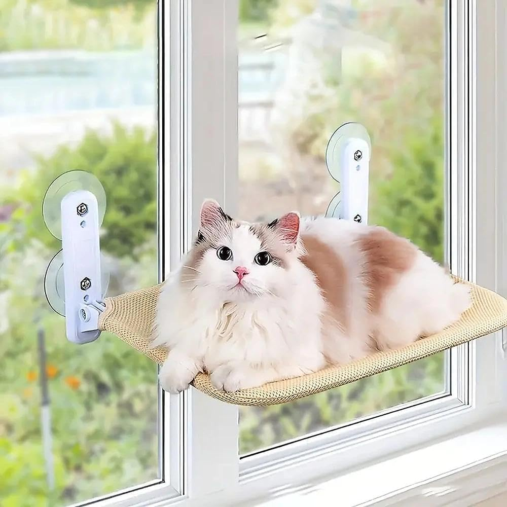 Cat Hammock, Foldable Cat Window Perch - Extra Large 52Cm Cordless Hammock with 4 Super Strong Suction Cups & Metal Frame image number 6