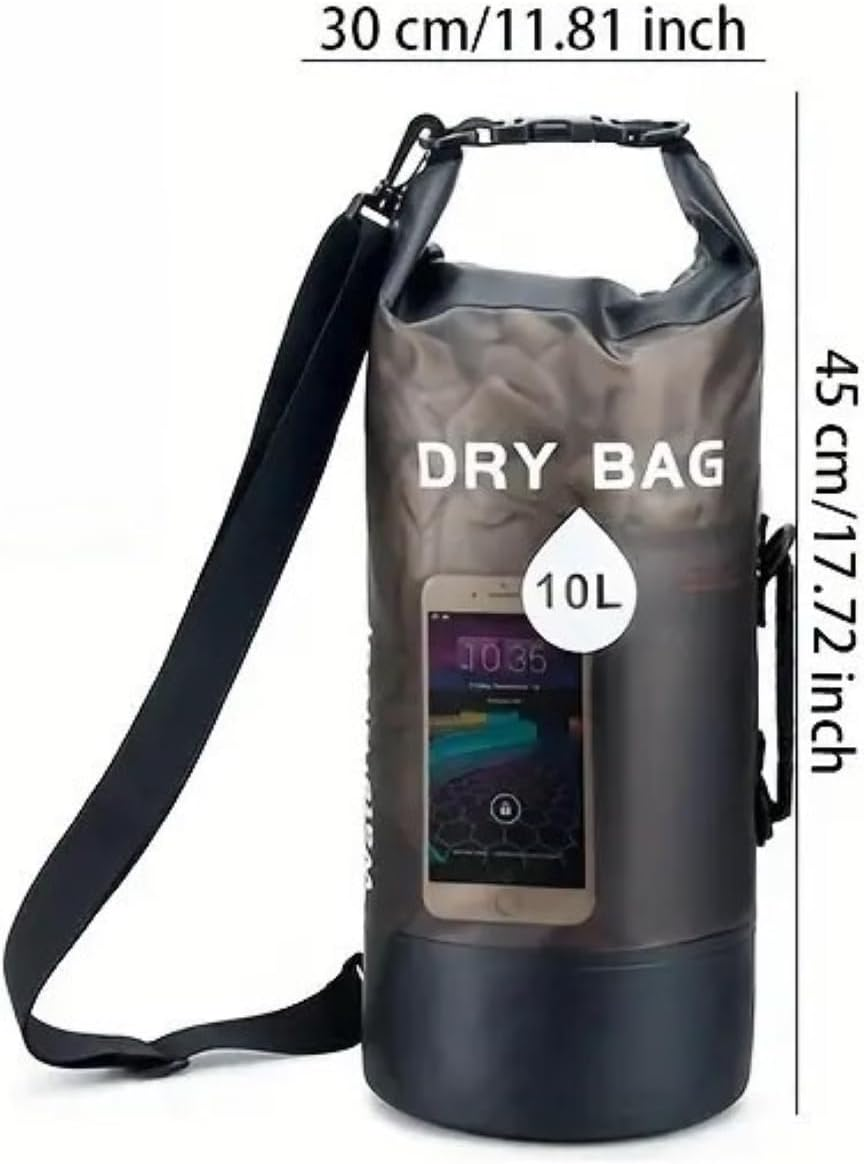 Azragon IPX6 Waterproof Dry Bag, 10L, Roll Top, Detachable Shoulder Strap for Kayaking, Rafting, Boating,Beach, Hiking, Camping and Fishing,Outdooers Sports. image number 1