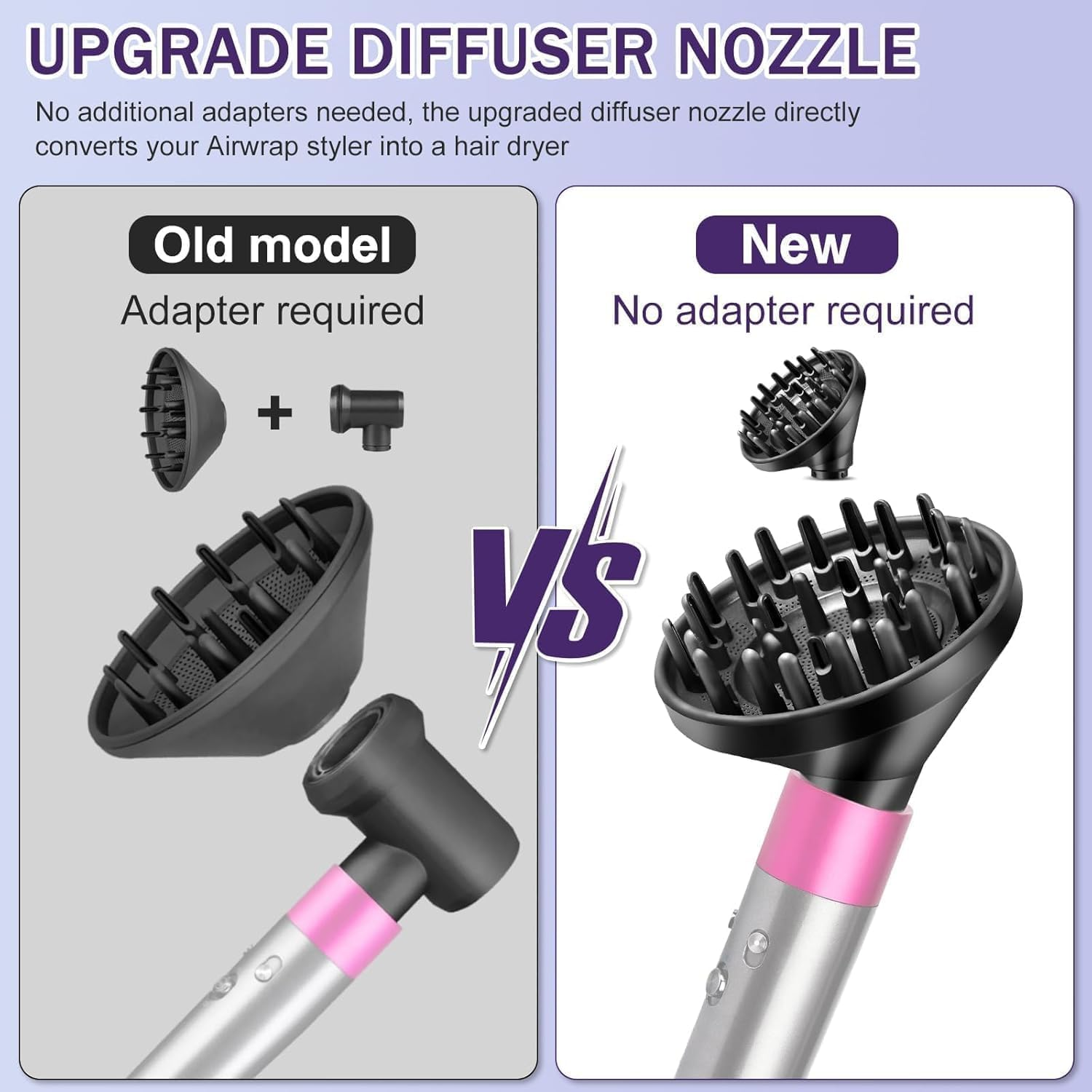 Upgraded Diffuser for Dyson Airwrap Attachment, Converting for Dyson Airwrap Styler to Hair Dryer Diffuser Nozzle Attachment, for Dyson Airwrap HS01 HS03 HS05 image number 2