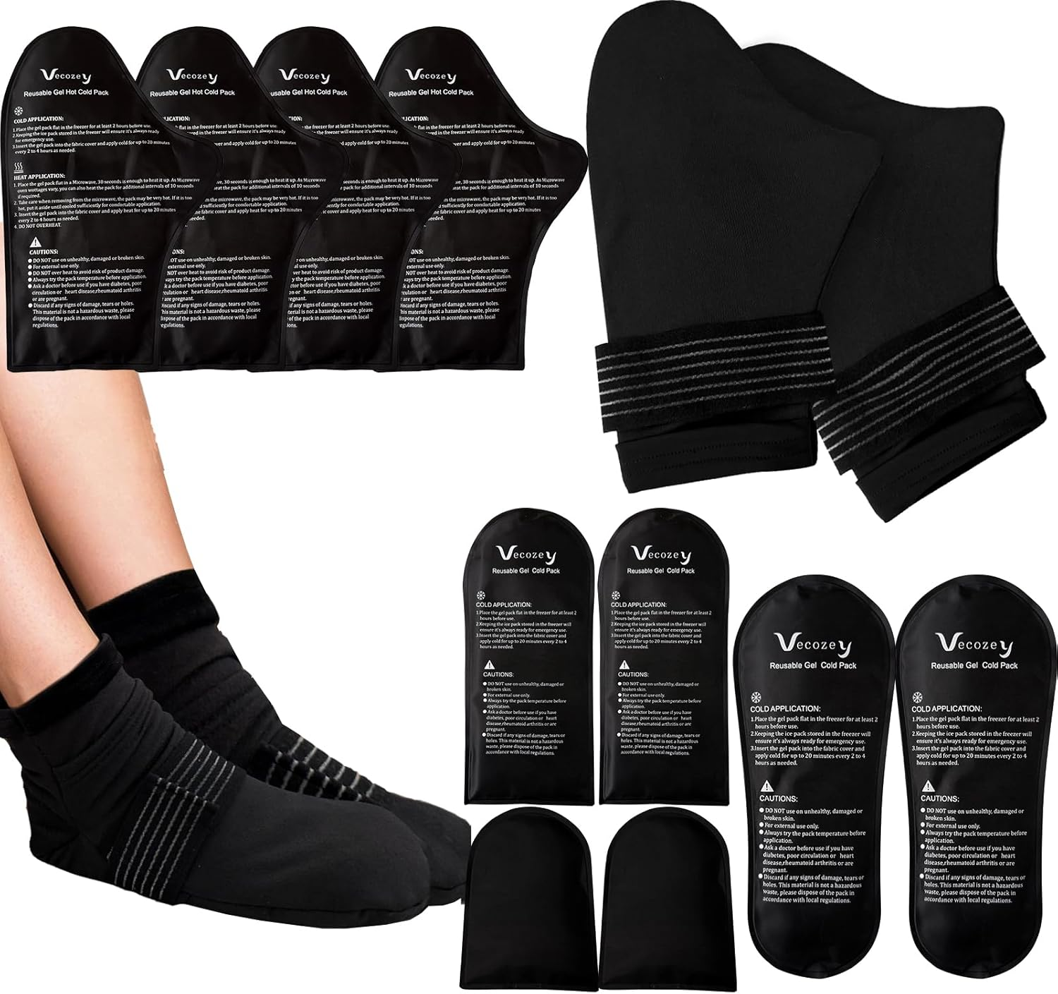 Vecozey Chemotherapy Neuropathy Relief Cold Gloves & Socks Set, Cold Therapy Kit for Hand and Foot Pain, Reusable Gel Ice Packs, Post-Chemo Care Must Haves image number 2