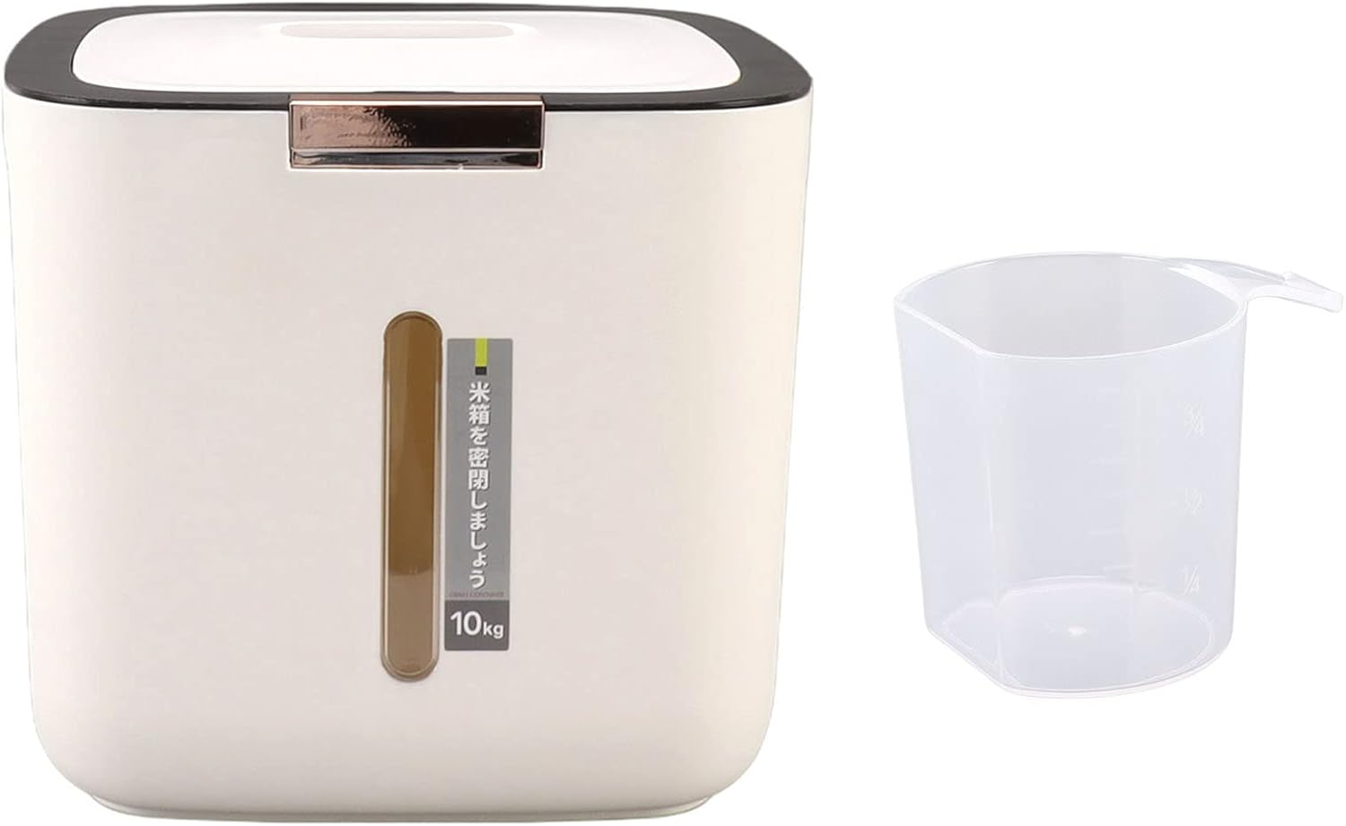 Airtight Rice Storage Container 22.0Lb Capacity Food Grade PP Thickened Sealed Grain Storage Drum with Measuring Cup and Lid - Kitchen Storage & Organisation (Black)