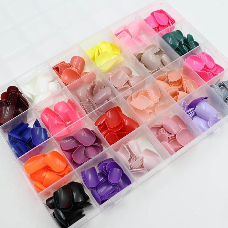 Namvo 576 PCS Medium Coffin False Nails, 24 Colors Acrylic Artificial Glossy Press on Nails Full Cover Short Ballerina False Nail Tips for Women Girls Nail Decorations image number 4