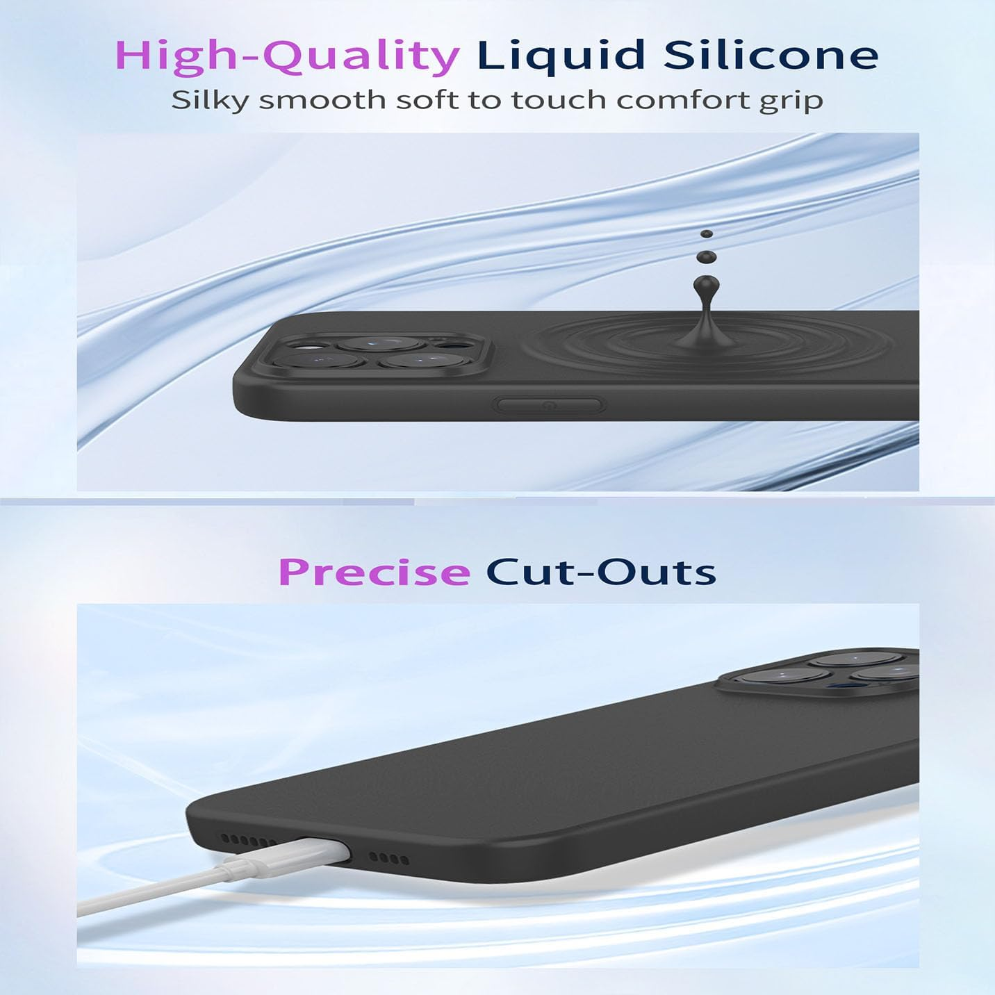 BORYA Silicone Case for Xiaomi Redmi Note 14 Pro+ Plus, Ultra Thin Silky Soft Touch Shockproof Mobile Phone Case, Premium TPU Protective Case, Scratch-Resistant Microfibre Lining Case Cover, Black