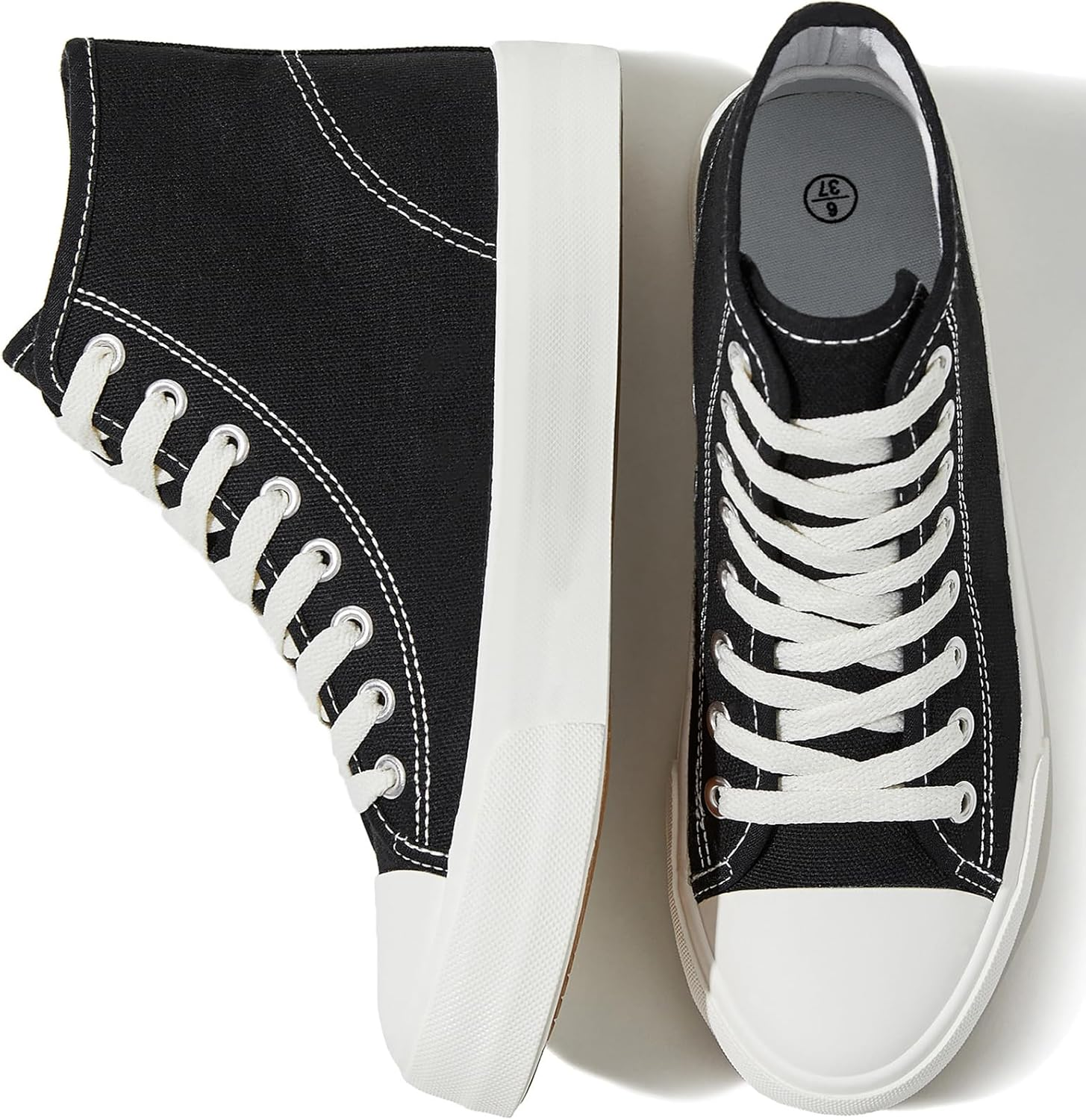 Uoidru High Top Sneakers for Women Canvas Shoes White Canvas High Tops Women Casual Shoes Lace up Fashion Sneakers