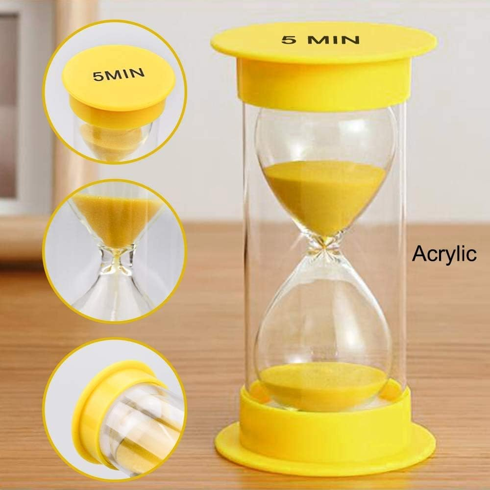 EMDMAK Sand Timer, Acrylic Hourglass Colorful Sandglass Timer 1 Min/2 Mins/3 Mins/5 Mins/10 Mins/15 Mins Sand Clock Timer for Games Classroom Home Office(Pack of 6) image number 6