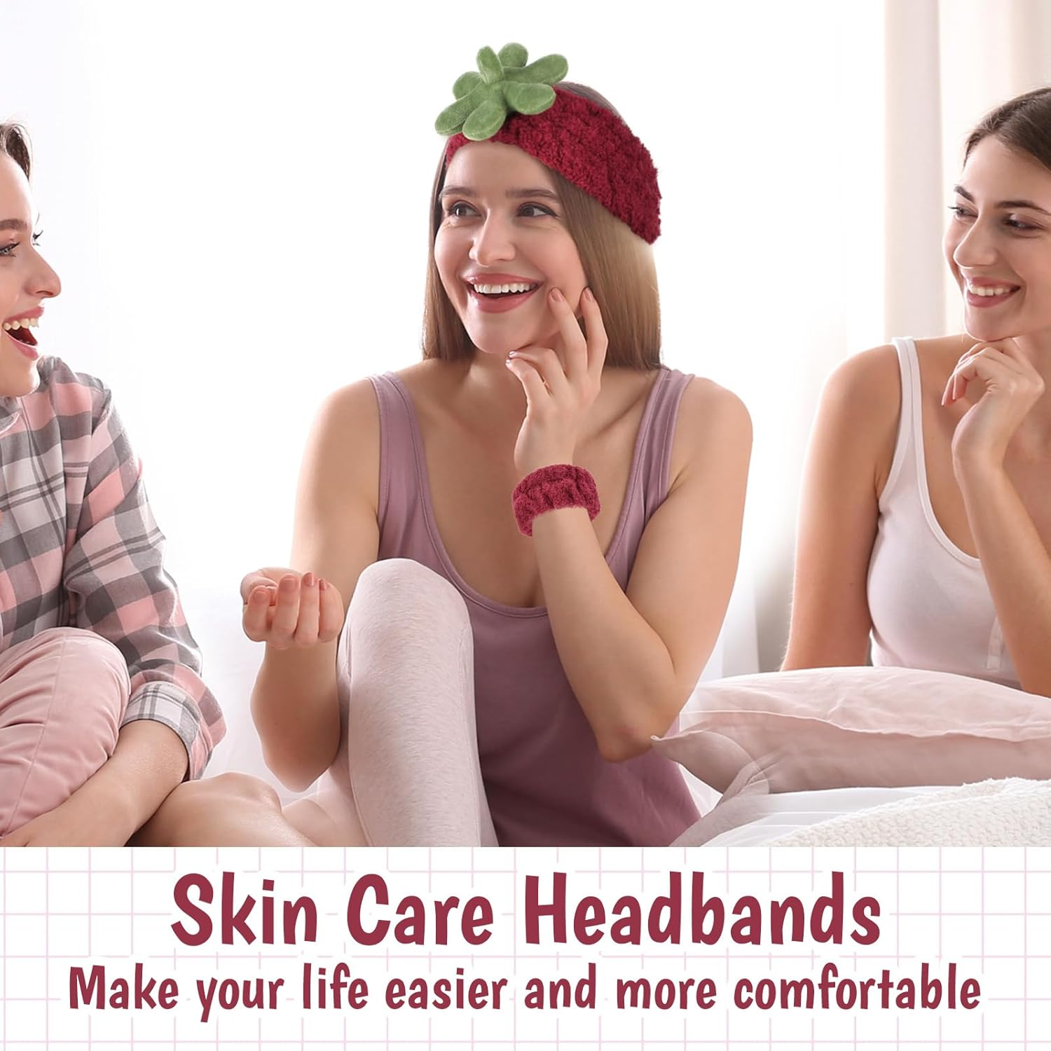 Pack of 4 Spa Face Headband Wrist Wash Bands Set, Elastic Make up Hair Band, Women'S Skincare Hairband, Spa Hair Band for Face Washing, Shower, Yoga, Exercise, Skin Care image number 5