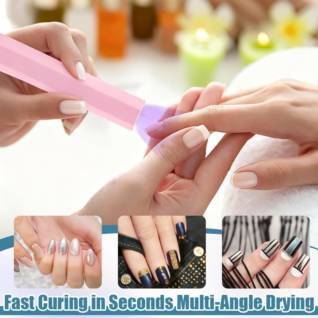 Tomedeks 1 X Mobile Phone Mini LED Nail Lamp, 2 Time Keeping Modes, for Gel Nail Polish, Quick Curing of Nail Glue