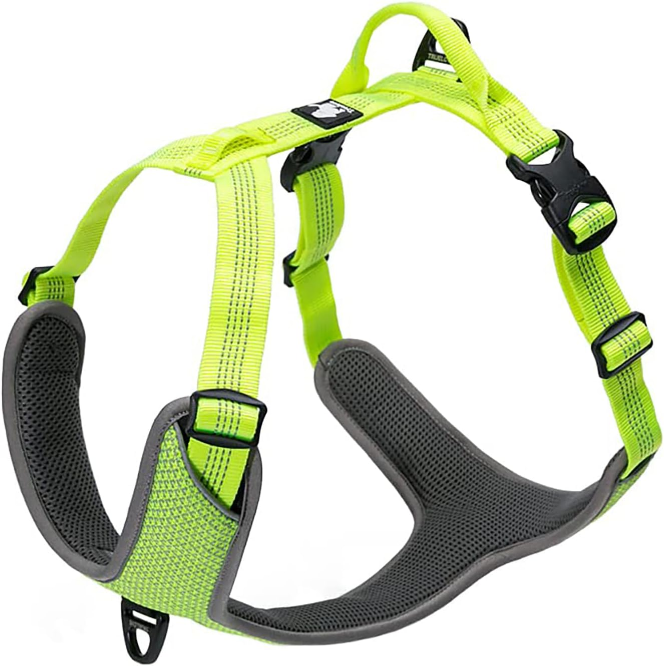 TRUE LOVE Dog Harness Outdoor Adventure II Reflective Vest 2 Leash Attachments Matching Leash Collar Available TLH6071 （Black, L: Chest 68-82Cm/27-32.5In