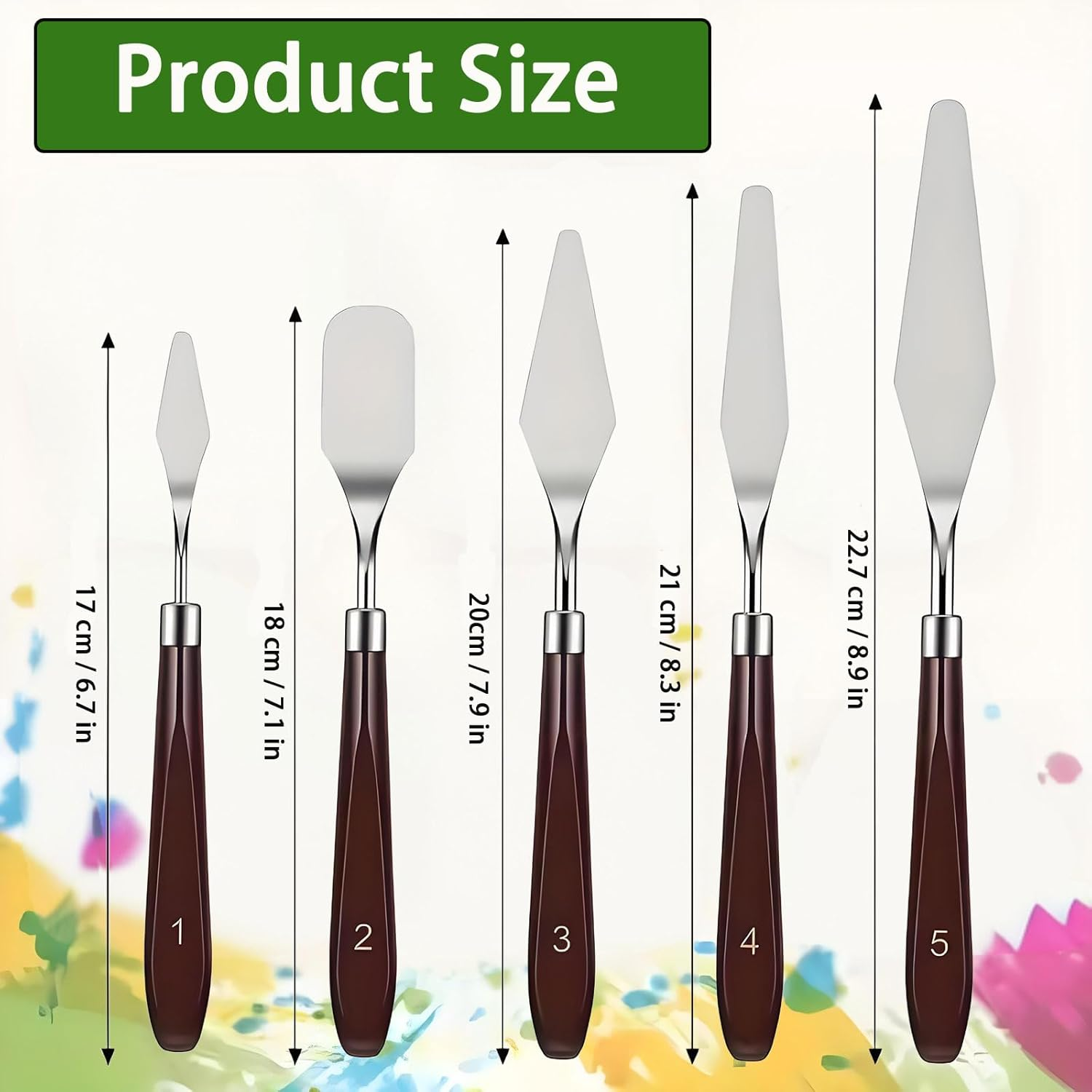 MYTOAU 11 Pieces Palette Knife Set, 5Pcs Stainless Steel Palette Knives and 6Pcs Plastic Scrapers, Flexible Spatula for Oil Painting, Acrylic Painting, Color Mixing and Thick Paint Applications image number 1