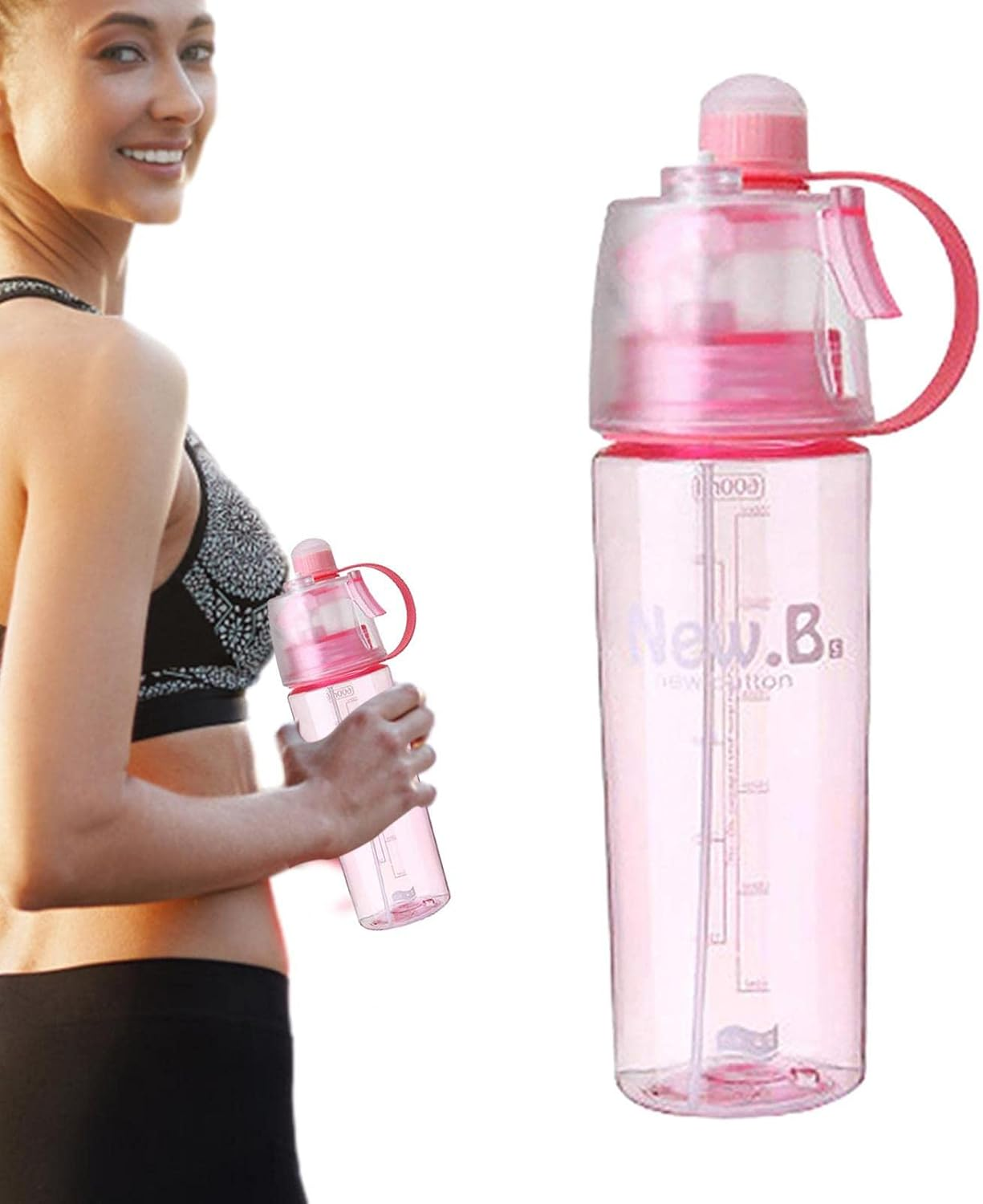 Water Bottle Mister | 600Ml Spray Water Cup | 2-In-1 Portable Misting Sports Bottle for Gym Running Cycling, Mist and Sip Function