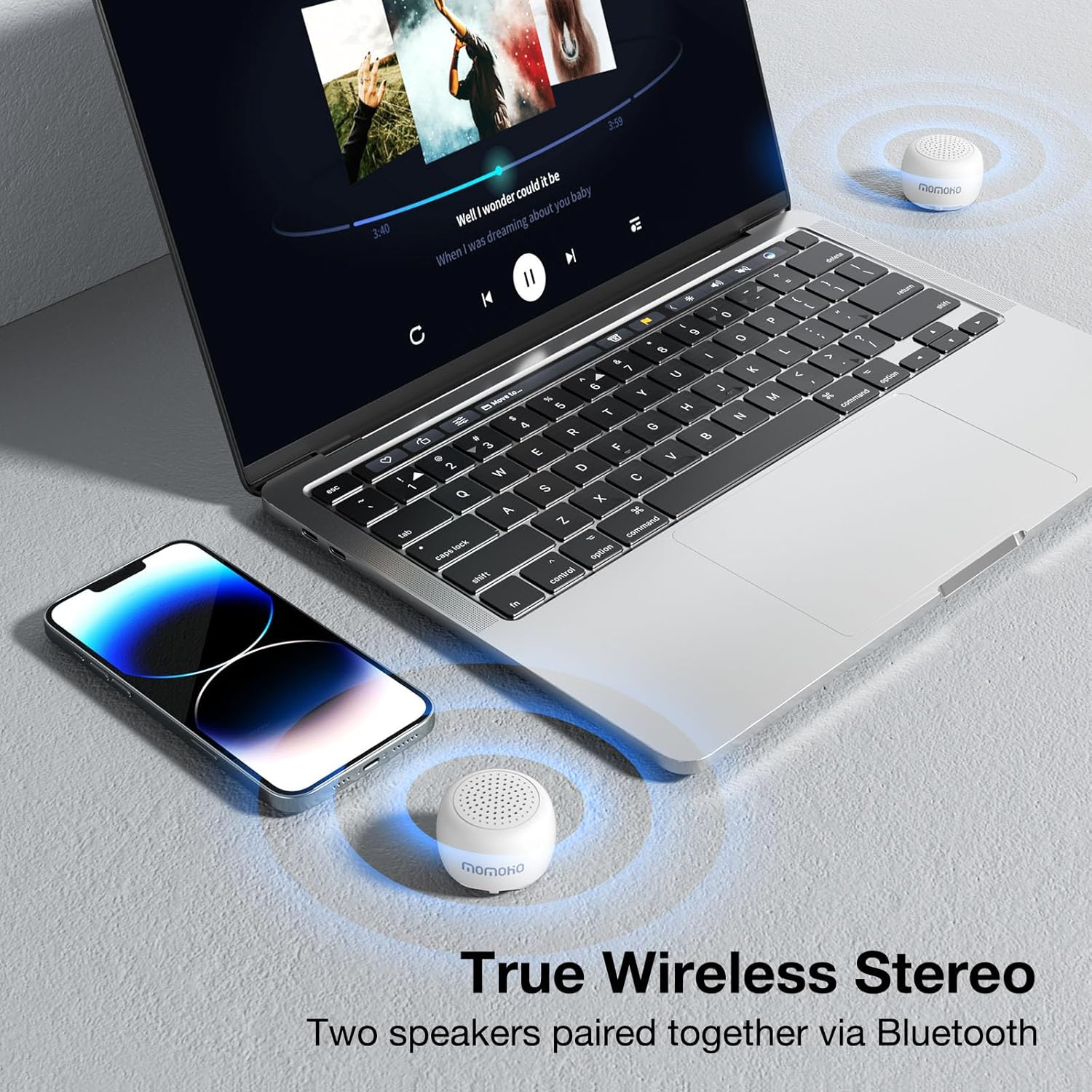 Momoho Mini Bluetooth Speaker with Remote Shutter, Small and Tiny Waterproof Bluetooth Speaker, Portable Bluetooth Speaker Wireless - Black image number 5