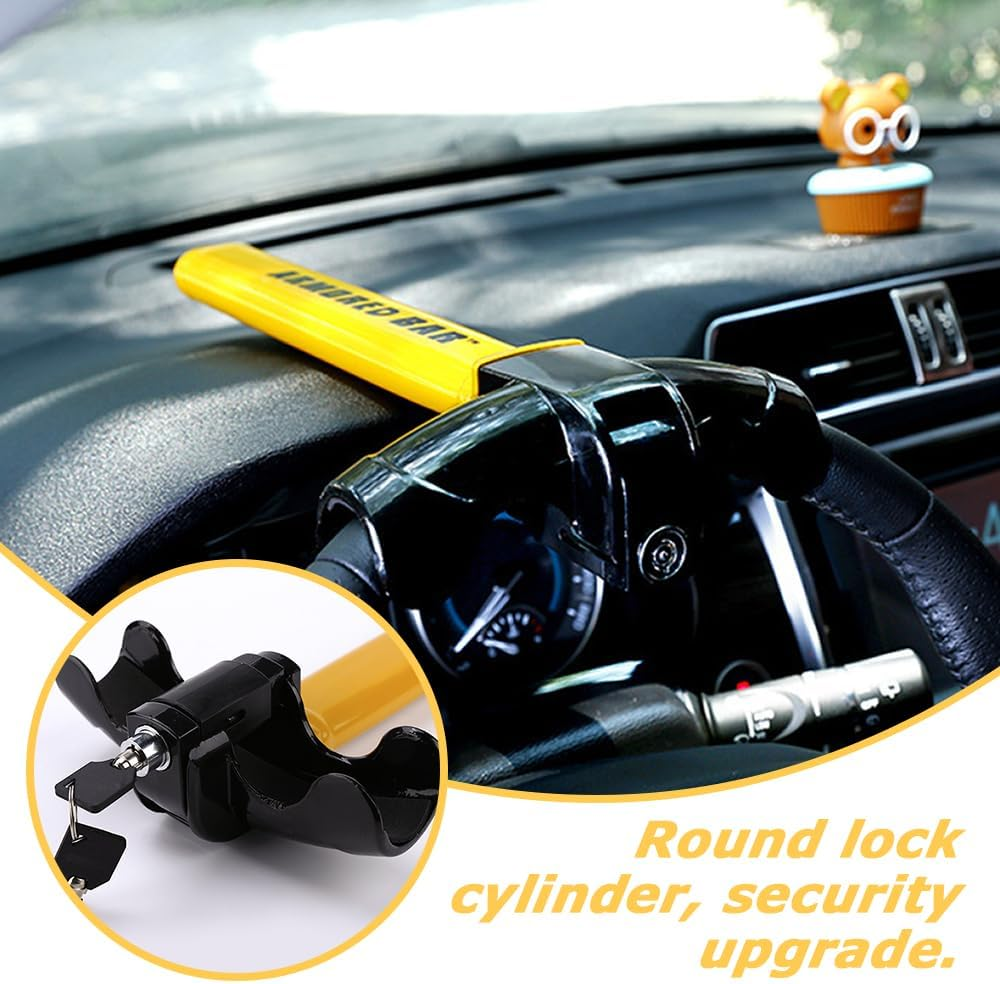 MOTRAIN Universal Steering Wheel Lock, Brake Pedal Lock, High Security Brake Clutch Pedal Lock with 2 Keys Black image number 4