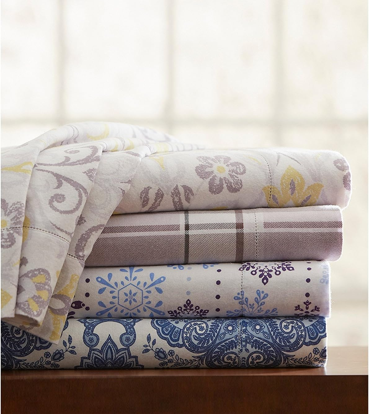 Pointehaven 200 GSM Flannel Sheet Set, King, Printed, Alpine