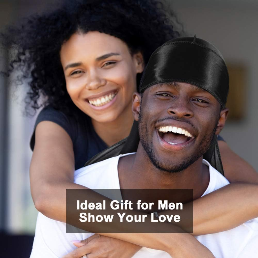 3Pcs Silky Durag with Wave Brush for Men 360, Curved Medium/Hard Hair Brush Kits,A image number 1