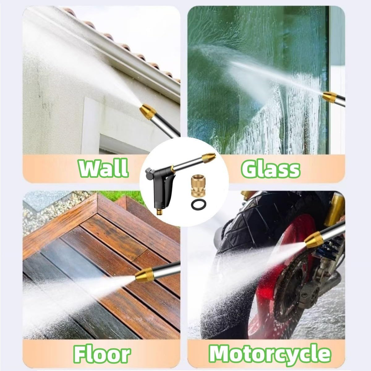 Garden Hose Nozzle,High Pressure Water Hose Nozzle Sprayer, 3/4 Extra-Strong Solid Brass Connectors for Garden Hose, for Watering Plants,Lawn& Garden,Washing Cars,Cleaning,Showering Pets & Outdoor Fun