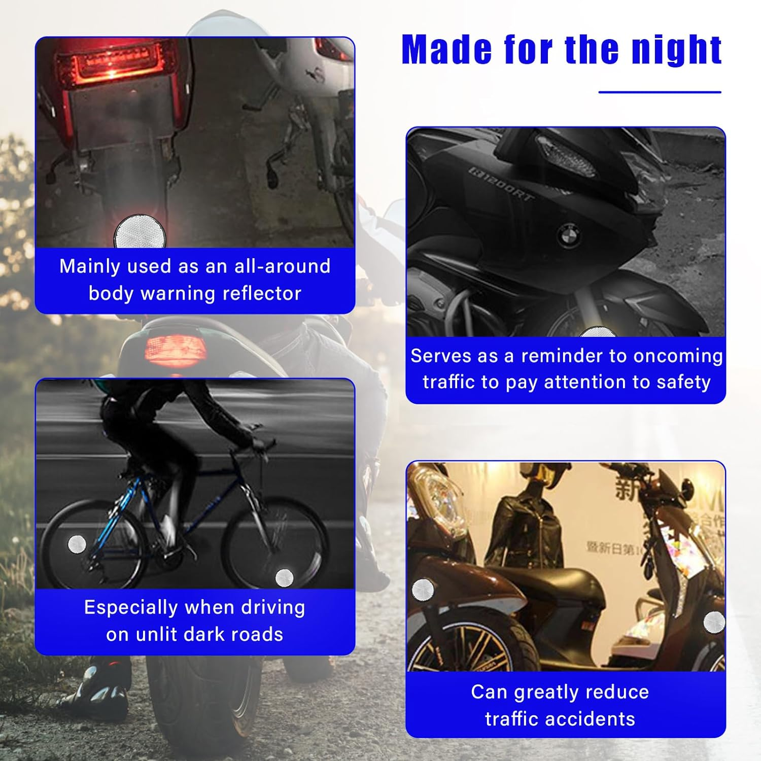 2 PCS M6 X 1.0 Motorcycle Reflectors, Plastic Screw Mount Reflective Warning Reflector, Universal Motorbike Rear Safety Reflectors for Motorcycle, Bicycle, Scooter (Round White) - Round Orange image number 7