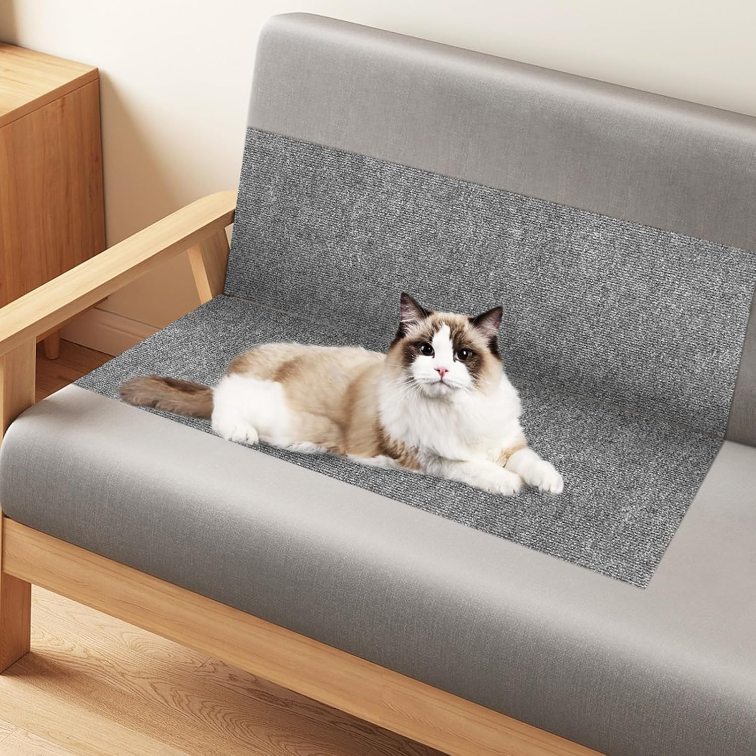 2 Pcs Cat Scratching Mats 30Cm&times;100Cm Self-Adhesive Carpet Scratch Furniture Protector, Grey Cat Wall Scratcher for Climbing and Resting