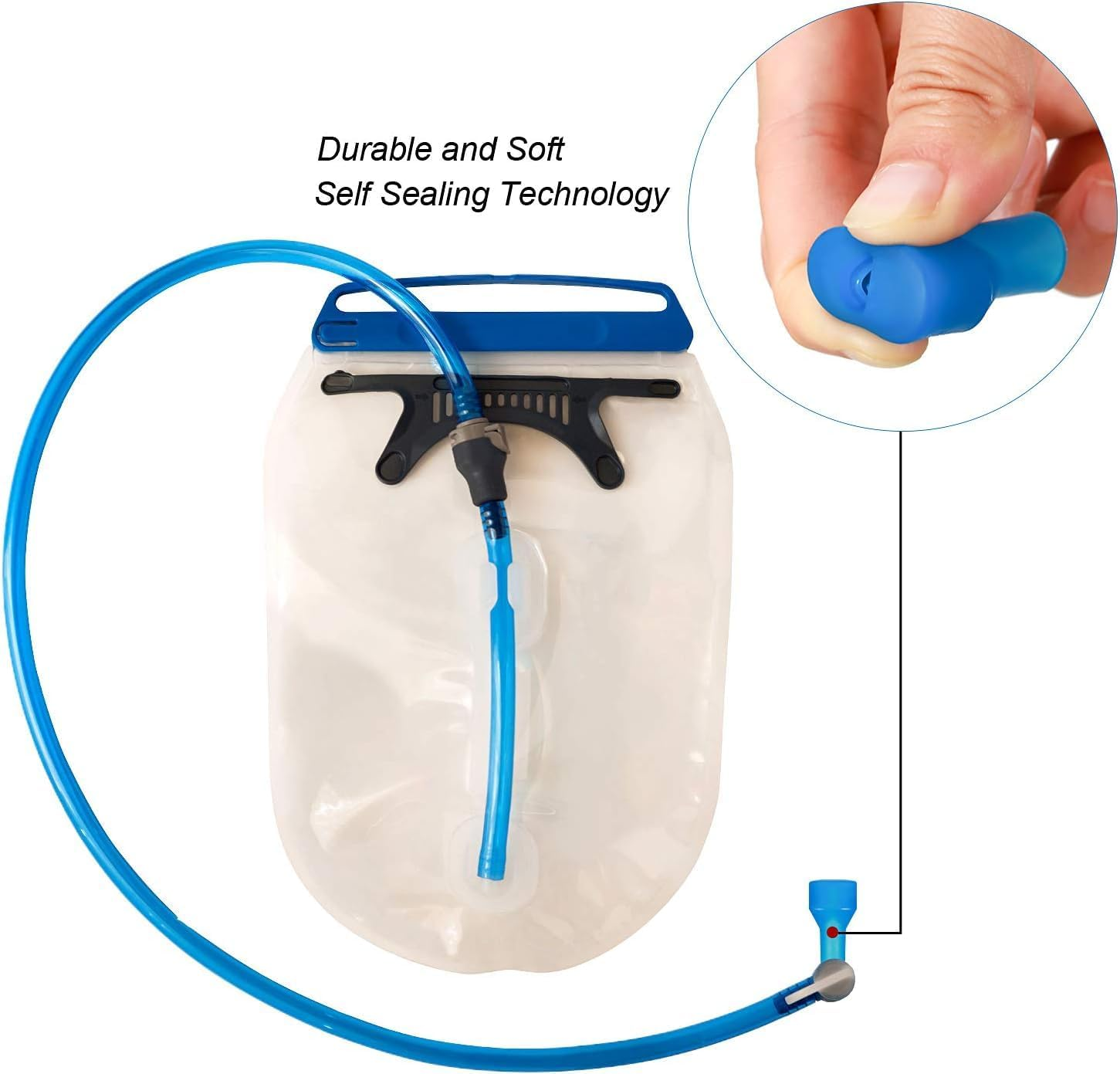 5 Pcs Blue Silicone Bite Valve Replacements Compatible with Camelbak, Hydration Pack Mouthpiece Parts with Dust Cover for Hydration Bladder image number 4