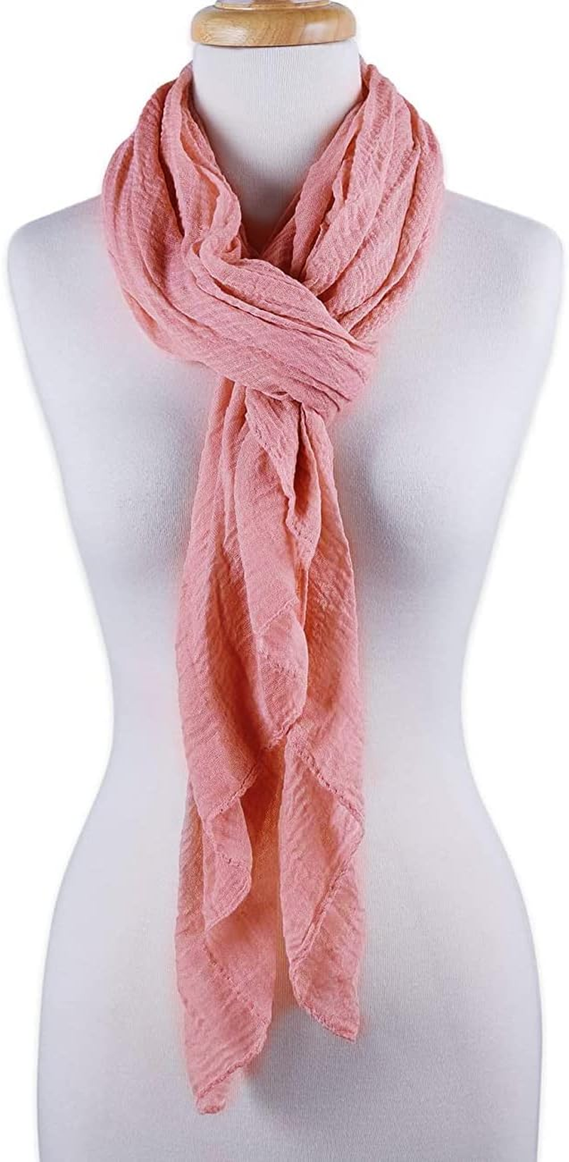 XRDSS Summer Cotton Blend Crinkle Vintage Soft Scarf with Fringed Edges 35" &times; 70" - Black/Gray/Brown image number 3