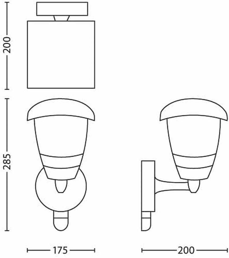 Philips Mygarden Creek Outdoor Wall Light with Motion Sensor (Requires 1 X 60 W E27 Bulb), 220-240V, Black