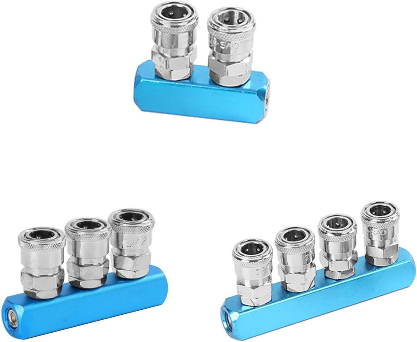 3Pcs Aluminum Air Compressor Splitter, 2/3/4 Way Quick Connect Manifold Fitting Air Hose Fitting image number 3