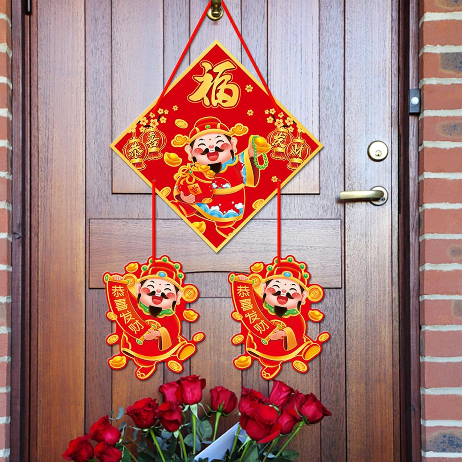 2PCS Large Chinese New Year Decorations Horse Lunar Lucky Hanging Ornament for Spring Festival Decor Year of the Festival Decoration for Party Together Celling Home Office Bedroom Supplies