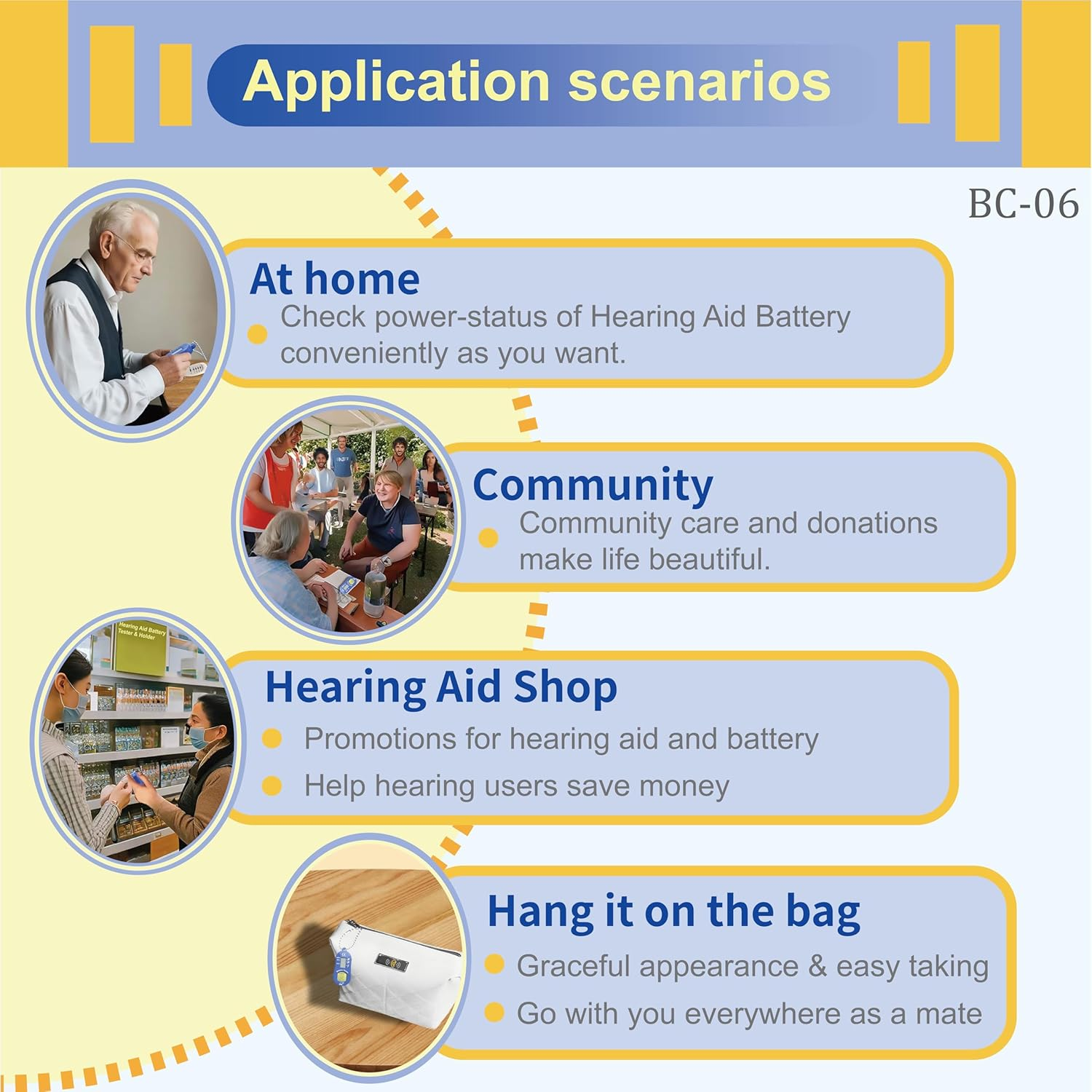 FUTURESUN Hearing Aid Battery Tester & Holder &ndash; Portable LCD Display, Fits Sizes 675, 312, 13, 10 &ndash; Compact Keychain Design with Storage for 2 Batteries, No Power Supply Needed image number 4