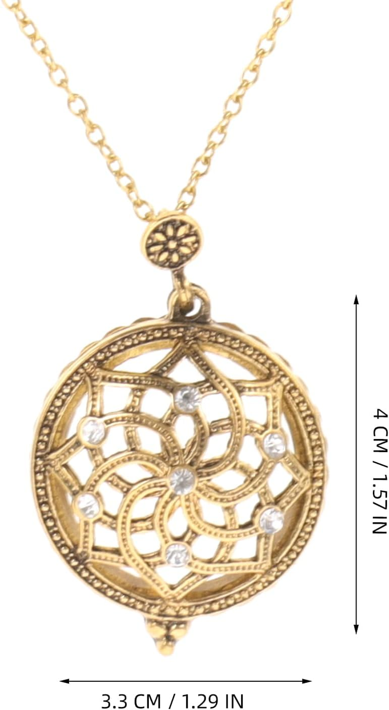 Healvian Retro Magnifying Glass Necklace Pendant Vintage Flower Design Reading Magnifier Lens for Books Crafts Inspection image number 2