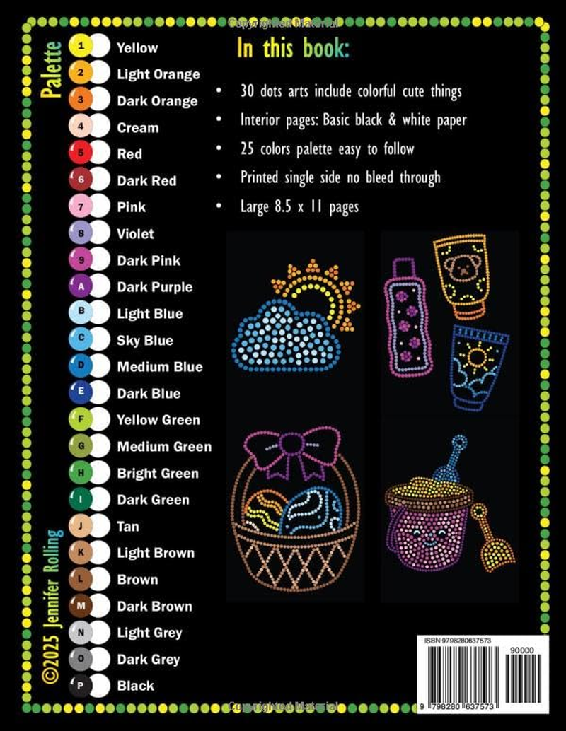 1000 Dots Art Color-By-Numbers: Easy & Bold Cute Edition