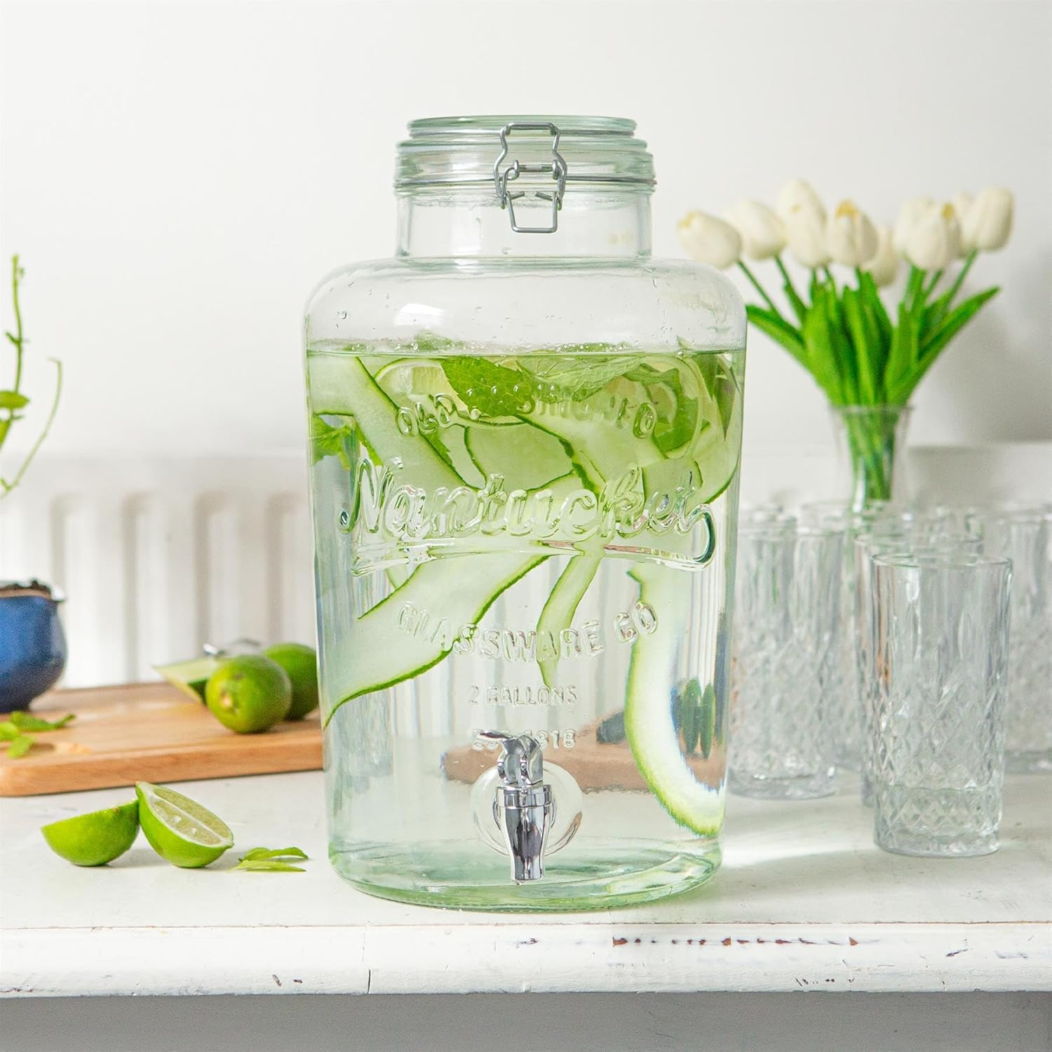 Rink Drink 8.7L Drinks Dispenser with Tap - Large Home Kitchen Outdoor Chrome Tap Water Dispensing Jug Indoor Juice Punch Bottle for BBQ, Party, Picnic, Events, Buffets image number 6