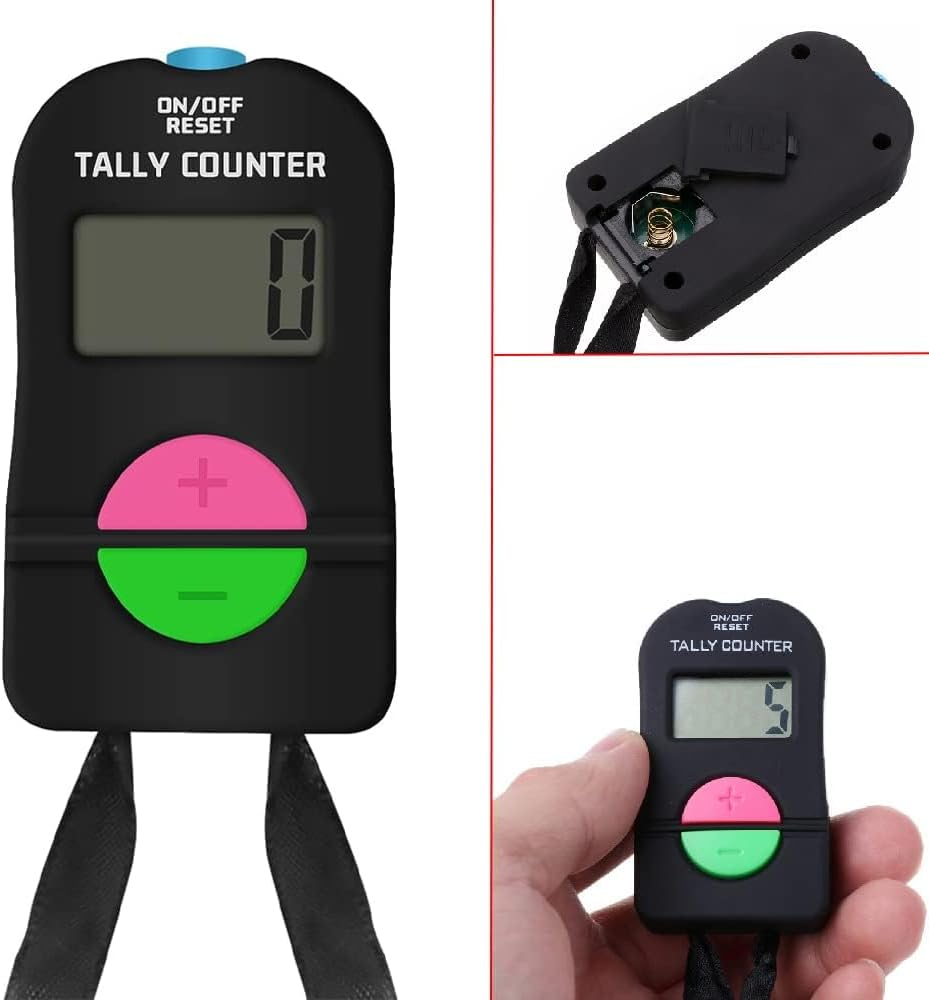 4 Pieces Digital Hand Tally Counter Golf Sports Counter Electronic Add Subtract Manual Clicker Handheld Mechanical Number Click Counter with Neck Lanyard image number 3