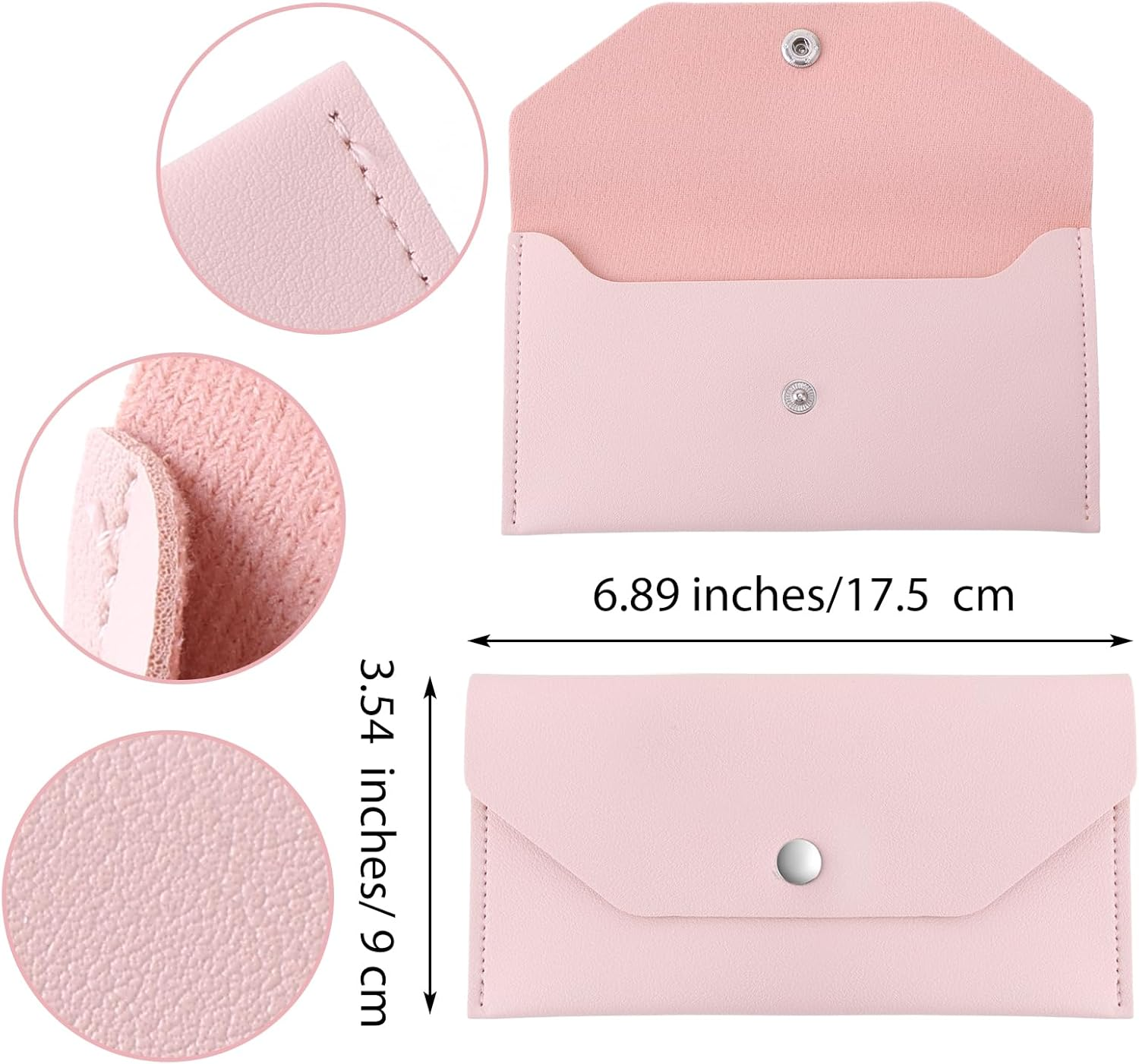 Teaaha Cash Wallet Genuine Leather Money Stuffing Wallet Organiser Reusable Budget Envelope Wallet Retro Clutch Wallet for Men Women Cash Check Billing, Minimalist Design, Pink, Modern image number 6