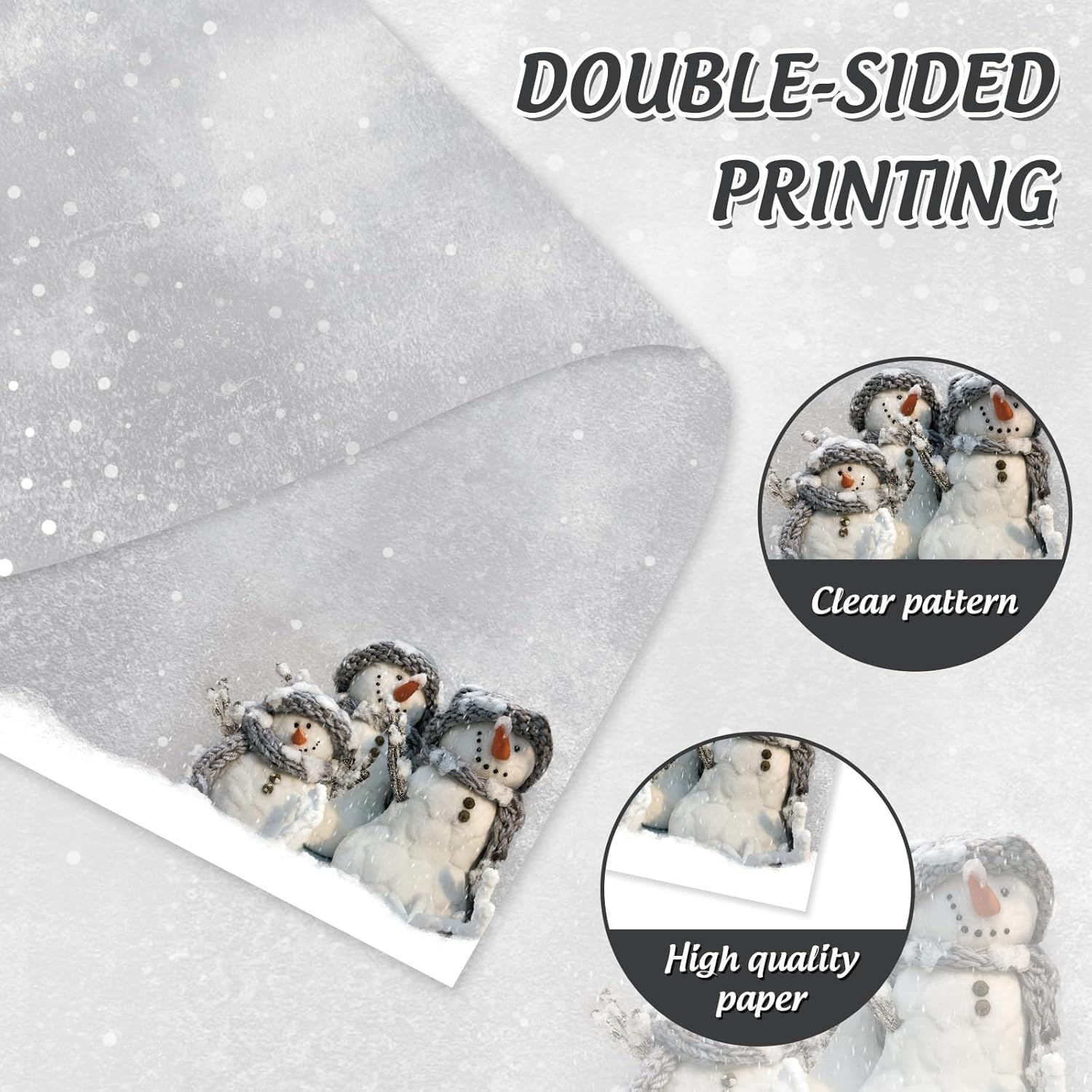 Anydesign 80 Pack Winter Stationery Letterhead Paper Snowman Snowflake Letter Paper Gray Writing Paper Notes Greeting Paper for Christmas Invitation Office Printing Supplies, 8.5 X 11 Inch image number 3