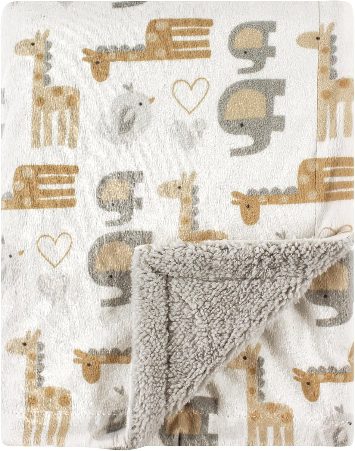 Luvable Friends Unisex Baby Plush Blanket with Sherpa Back, Neutral Animals, One Size