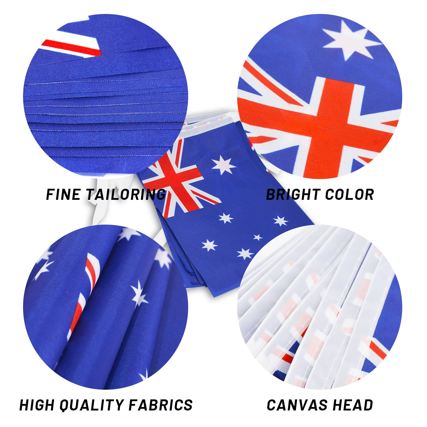 30 Pcs Australian Flag Bunting Australia Flags, 30FT Polyester Australian Party Decorations Outdoor Indoor Australia Bunting Decorations Party Bunting, Australia Day Party Decoration Banner image number 2