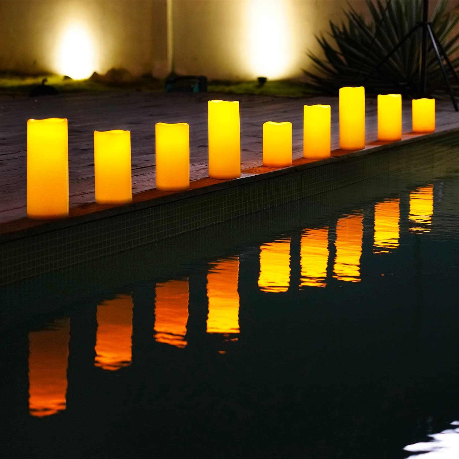 Homemory 4"X8" Large Solar Candles Outdoor Waterproof, Dusk to Dawn, Solar Powered Flameless Candles for Outdoor, Lanterns, Set of 2 image number 1