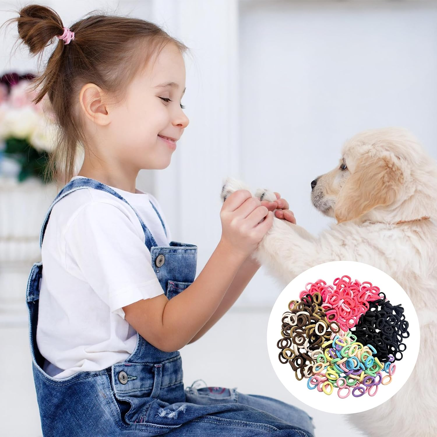 Pack of 400 Hair Bobbles, Mini Hair Bands, Rubber Bands, No Damage Hair Elastics, Colourful Hair Accessories, Girls Durable Hair Clips, for Toddlers, Children and Girls image number 6