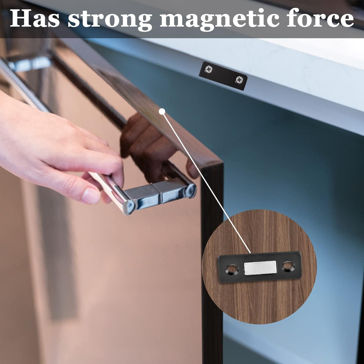 MIN CI 10 Pack Cabinet Door Magnets Strong Magnetic Door Catch Ultra-Thin Invisible for Cabinet Doors,Shower Doors,And Drawers Silver